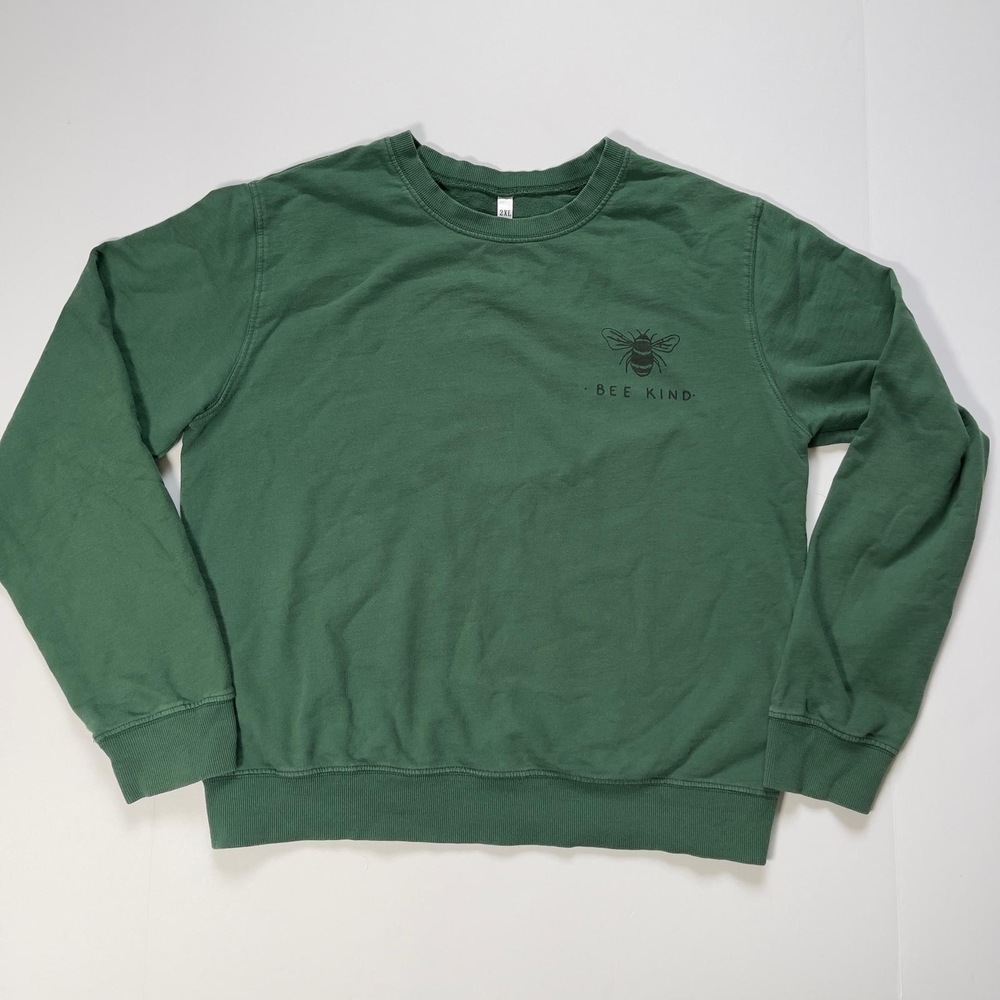 Bee Kind Green Graphic Crewneck Sweatshirt 2XL Cotton
